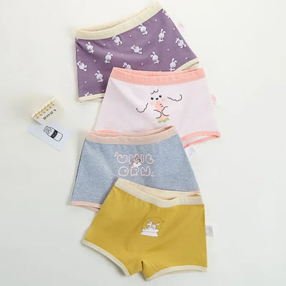 4PCS Little Girls Cotton Breathable Cartoon Briefs childrensterritory