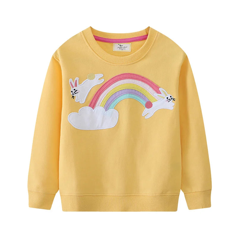 Kids Girls Cartoon Embroidery Long Sleeve Sweatshirts childrensterritory