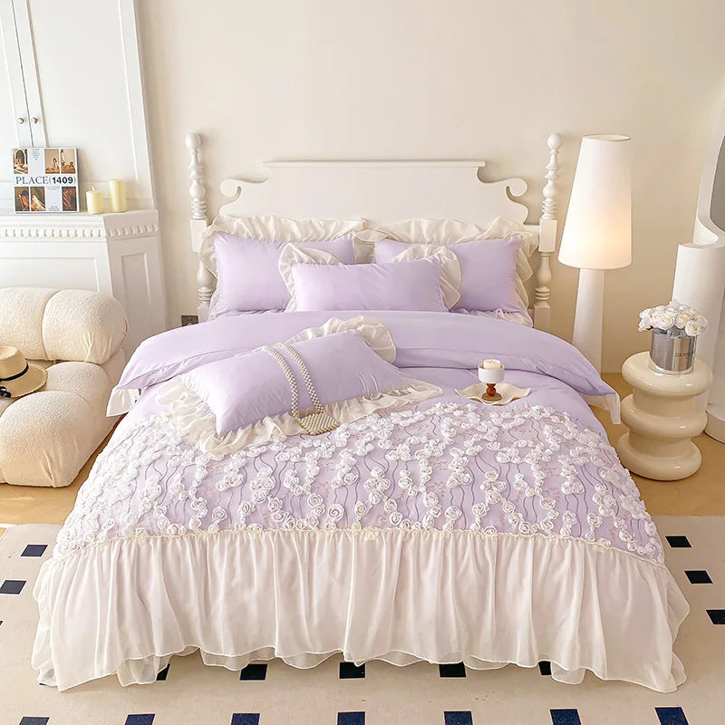 Luxury Pink Lace Design Bedding Set for Girls childrensterritory