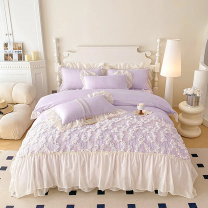 Luxury Pink Lace Design Bedding Set for Girls childrensterritory