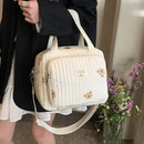 Flower and Bear Embroidery Design Baby Diaper Handbag
