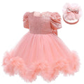Girls' Round Neck Design Fluffy Party Dresses childrensterritory