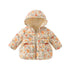 Girls Floral And Swan Printed Zipper Hooded Warm Jackets childrensterritory