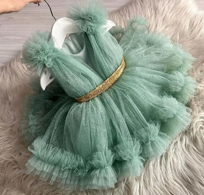 Little Girls Tutu Sparkling Birthday Dress with Bow Design childrensterritory