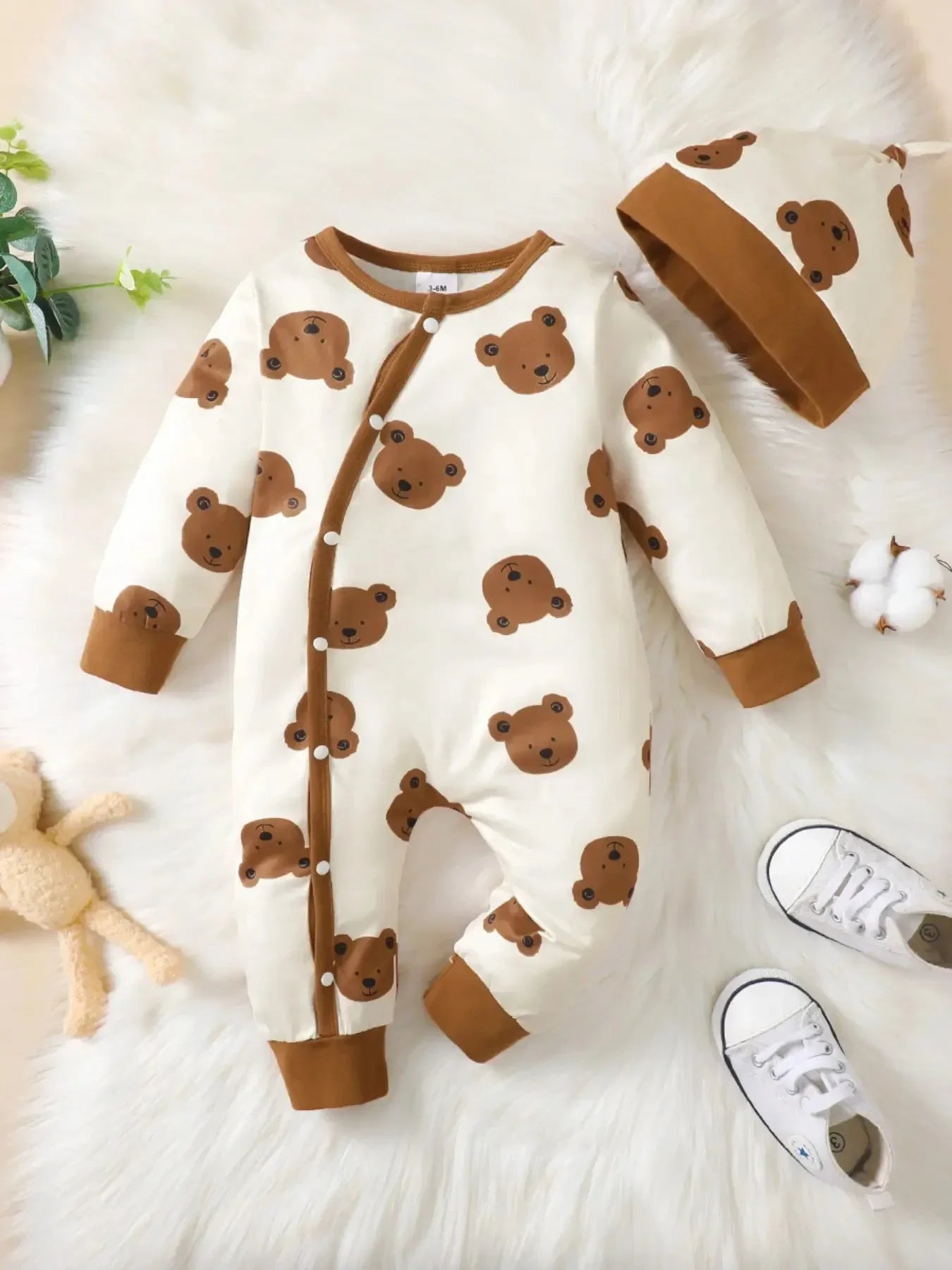Baby Kids Cartoon Print Winter Bodysuit childrensterritory