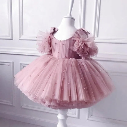 Pearl Mesh Design Tutu Christening Dress for Little Girls childrensterritory