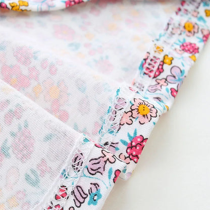 Floral and Cartoon Duck-Embroidered Little Girls&
