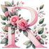 Self-Adhesive Pink Flower Letter Art Wall Decals childrensterritory