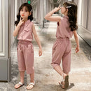 Little Girls Sleeveless T-shirt + Pants 2PCS Fashion Outfits childrensterritory