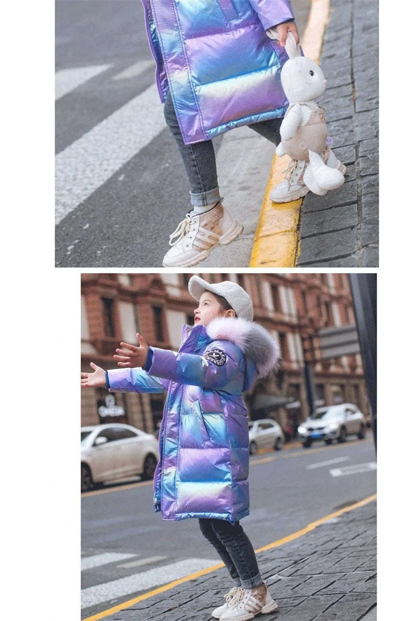 Kids Girls -30℃ Long Thick Warm Hooded Down Parkas childrensterritory