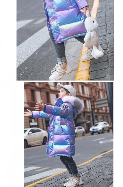 Kids Girls -30℃ Long Thick Warm Hooded Down Parkas childrensterritory