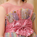 Kids Girls Star Sequin Colorful Bow Splicing Princess Dresses childrensterritory