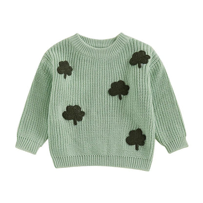 Toddler Clover Embroidery Adorable Pullover Tops childrensterritory