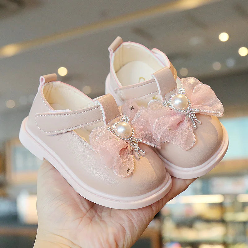 Soft-Soled Bow Design Princess Leather Shoes for Baby Girls childrensterritory
