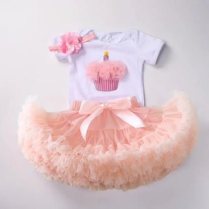 Newborn Girls White Bodysuit with Pettiskirt Tutu Outfits childrensterritory