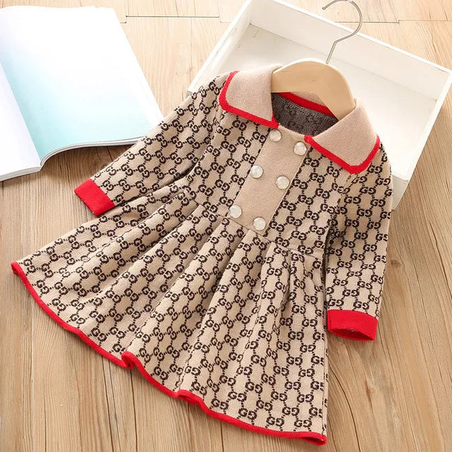 Kids Girls Fashionable Print Skirt Princess Sweater Dresses childrensterritory