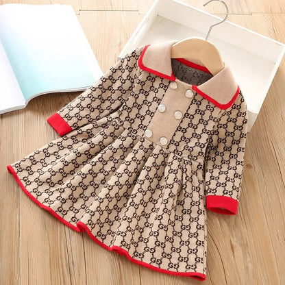 Kids Girls Fashionable Print Skirt Princess Sweater Dresses childrensterritory