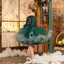 Kid Girls Ball Gown/Party Dress with a Deep V Neck & Big Bow Puff
