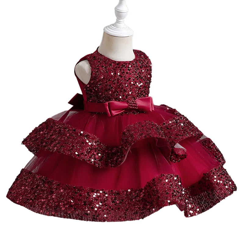 Toddler Girls' Sequin Mesh Design Multi-Layered Evening Dresses