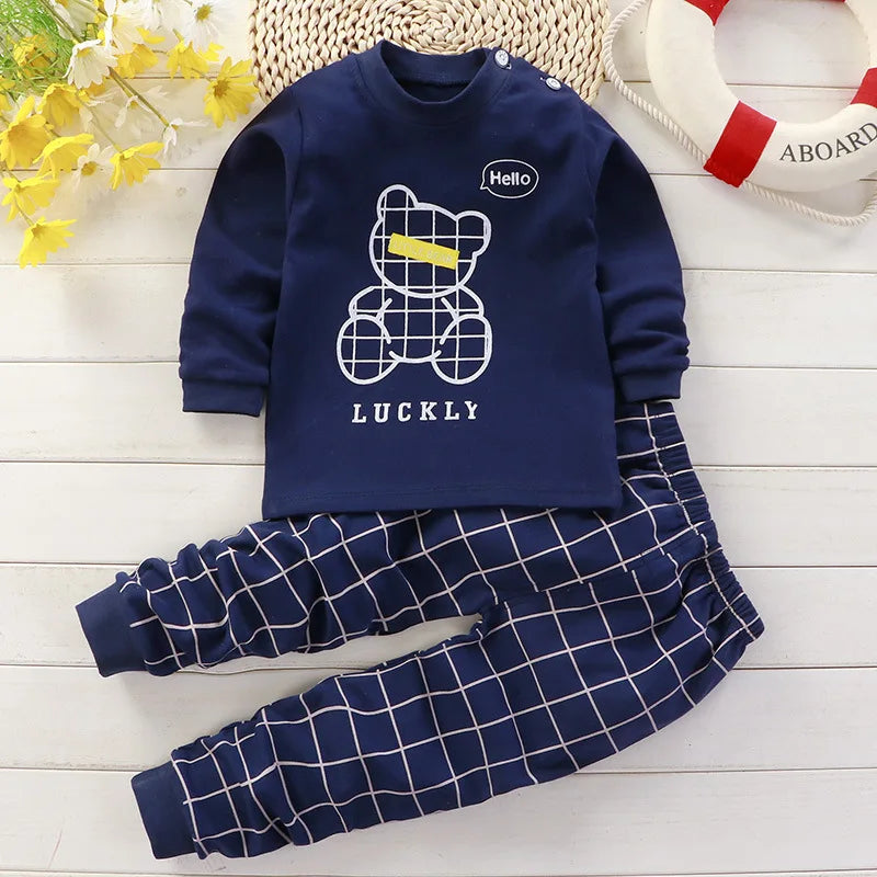 Girls' Cartoon Design Long Sleeves Winter Clothing Set