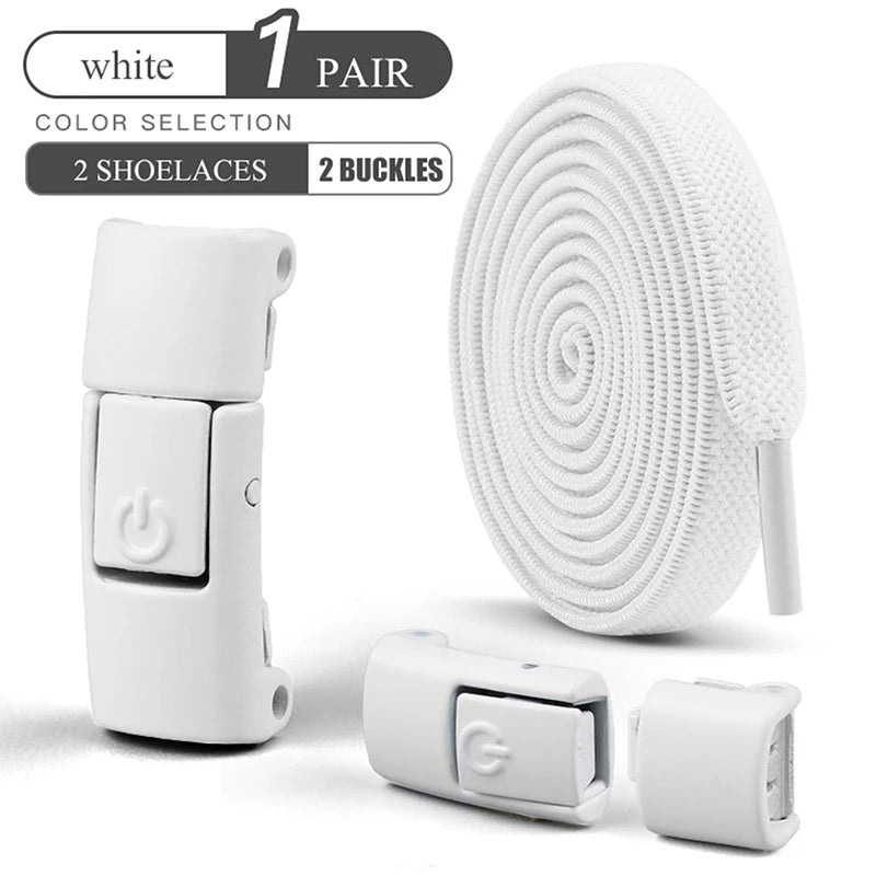 Kids 8mm Elastic Laces Press Lock Shoelaces for Shoes