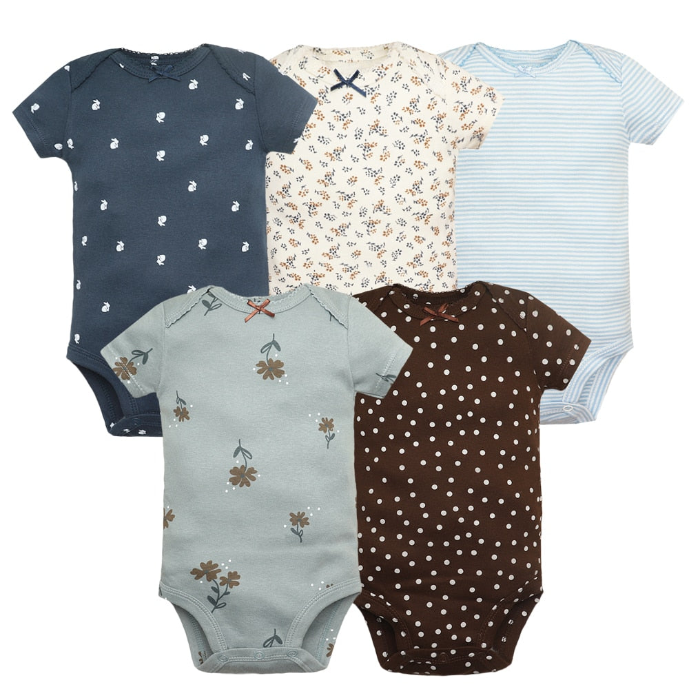 5PCS/Lot Baby Boys Girls Short Sleeve Printed Bodysuits childrensterritory