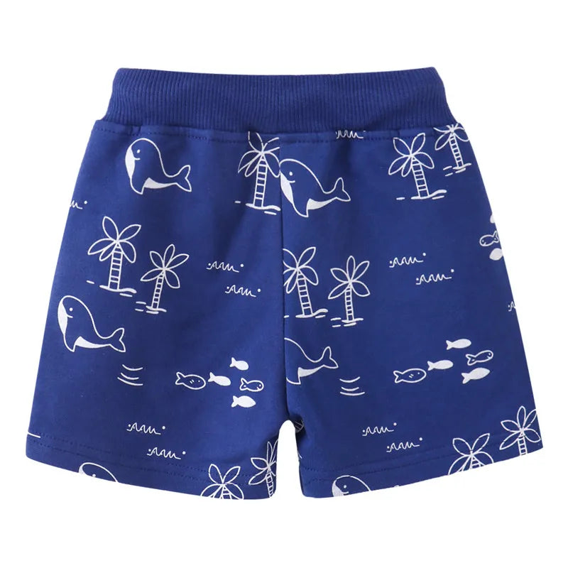 Cartoon Print Summer Drawstring Shorts For Boys Girls