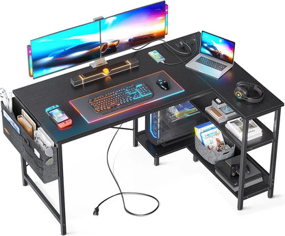 4L-shaped Gaming Computer Desk with Power Outlets childrensterritory