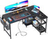 4L-shaped Gaming Computer Desk with Power Outlets childrensterritory