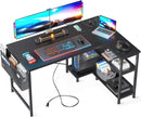 4L-shaped Gaming Computer Desk with Power Outlets childrensterritory