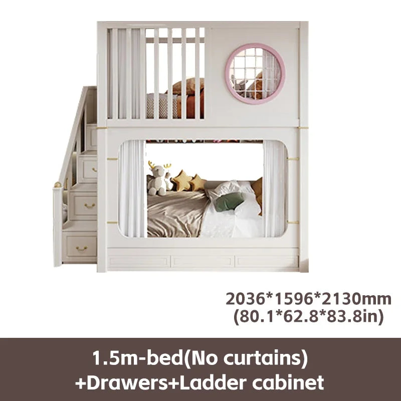 Solid Wooden Multifunctional Kids Bunk Beds with Ladder childrensterritory