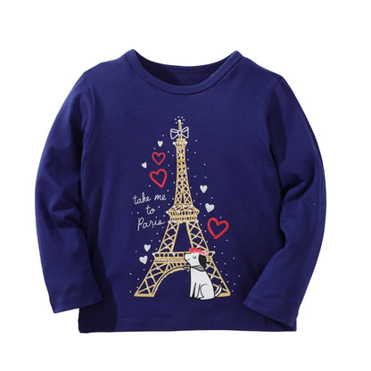 Little Girls Long Sleeves Cartoon Design Autumn Tops childrensterritory