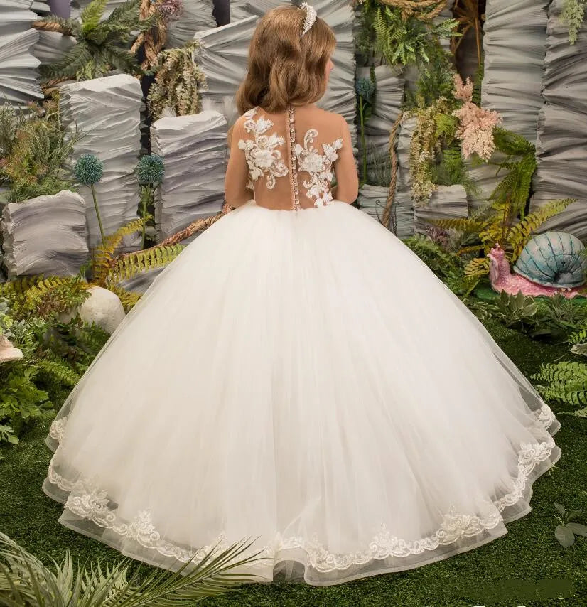 Elegant Lace Beads Design Fluffy First Communion Dress for Girls childrensterritory