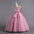 Girls' Embroidery Bow Lace Design Long Party Dresses childrensterritory