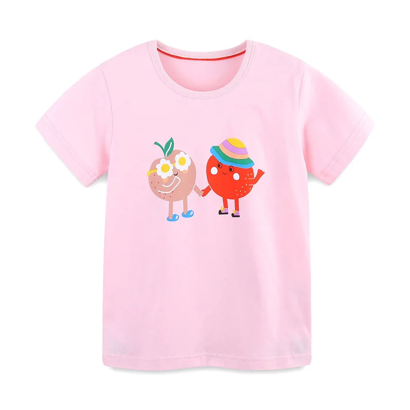 Girls Cartoon Print Casual Summer T-Shirts