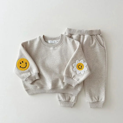 Baby Girls/Boys Patched Sweatshirt + Pants 2pcs Tracksuit