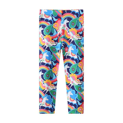 Kids Girls Cartoon and Floral Print Cotton Leggings/Trousers childrensterritory
