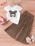 Little Girls Printed Top with Wide Leg Pants Two Piece Clothing Sets childrensterritory