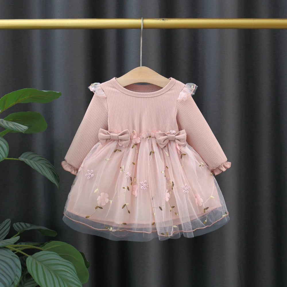 Girls’ Elegant Long-Sleeve Winter Dresses