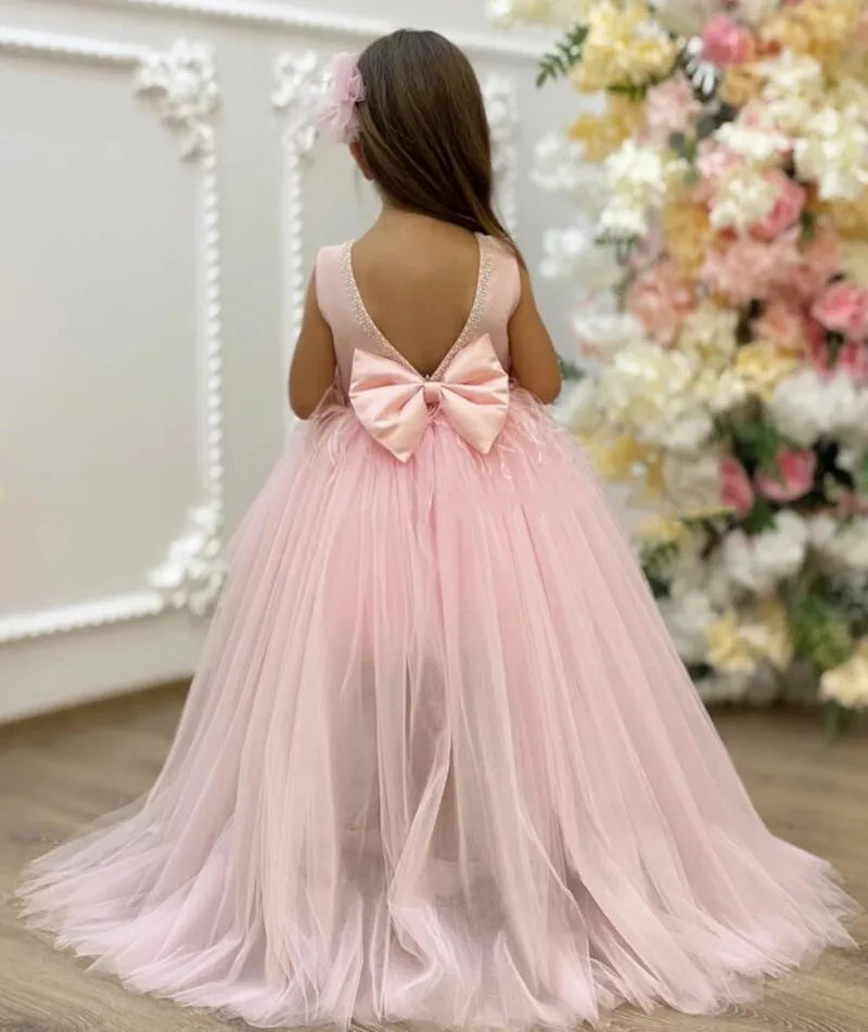 Elegant Tiered Tulle Backless Kids Girls Party Prom Dress childrensterritory