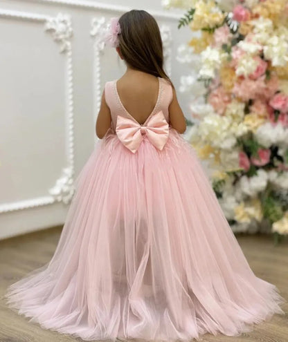 Elegant Tiered Tulle Backless Kids Girls Party Prom Dress childrensterritory