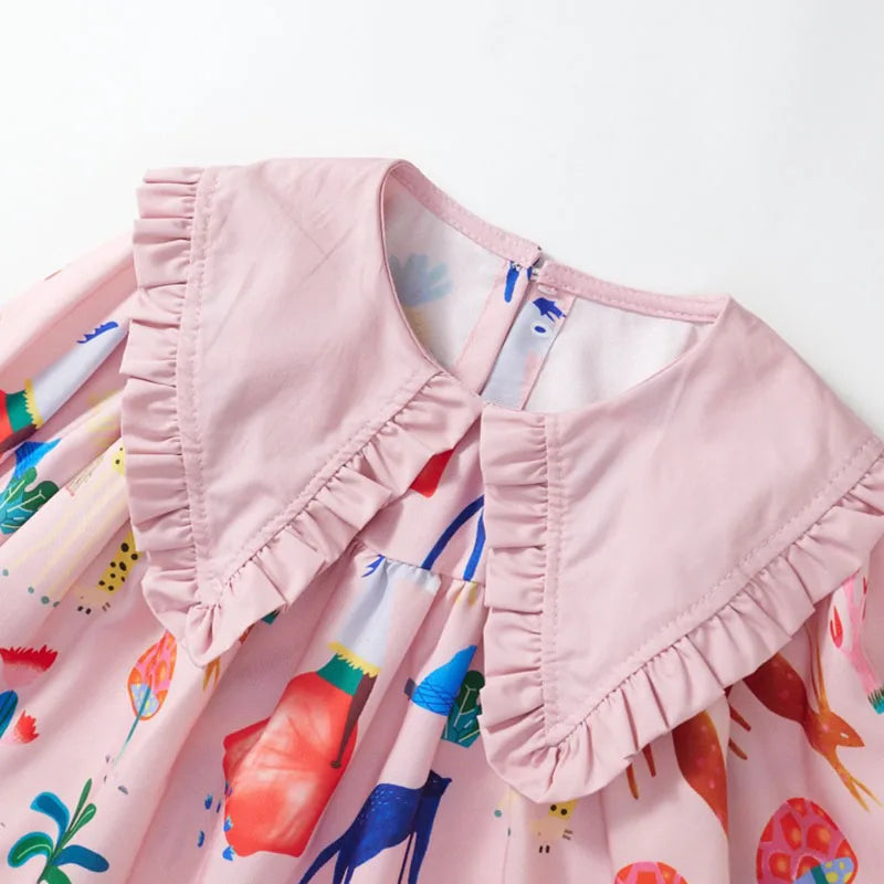Kids Girls Peter Pan Collar Graffiti Print Dress