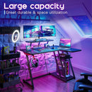 L-shaped Gaming Table with LED Lights and Storage Shelf childrensterritory