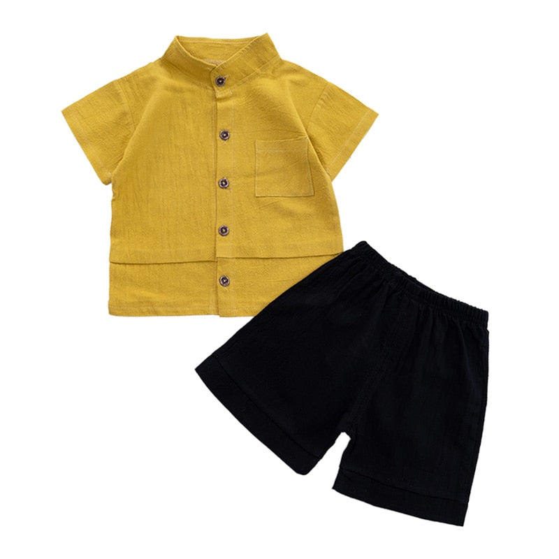Baby/Kids Boys Casual Button Up Shirt And Shorts Clothing Set childrensterritory