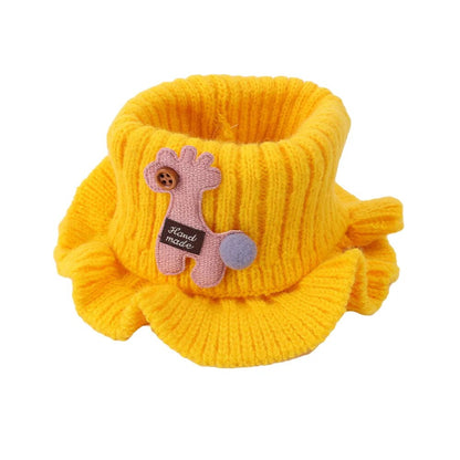 Kids Warm Thick Cartoon Giraffe Knit Scarfs Neck Sets childrensterritory