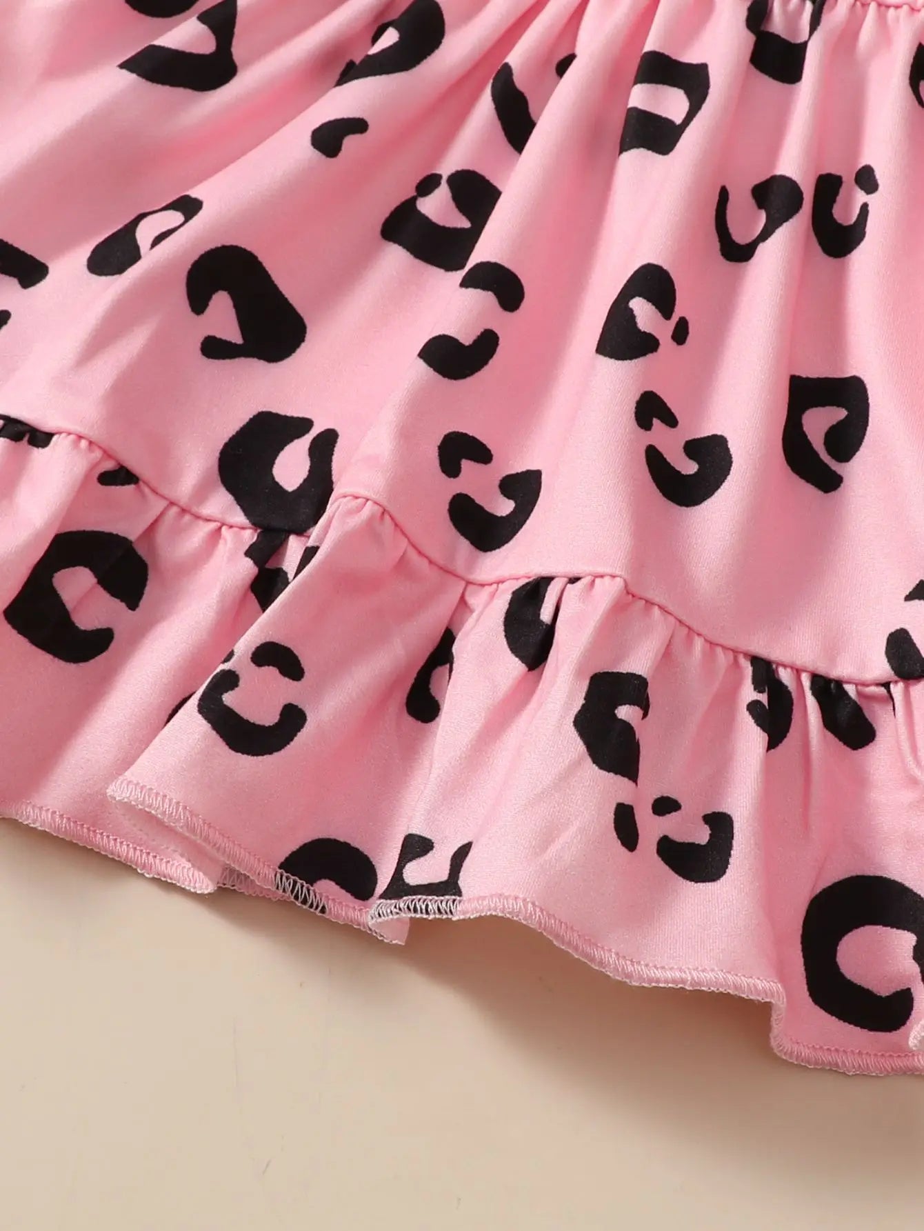 Baby Girls Leopard Print Ruffle Top &amp; Elastic Waist Pants Set childrensterritory