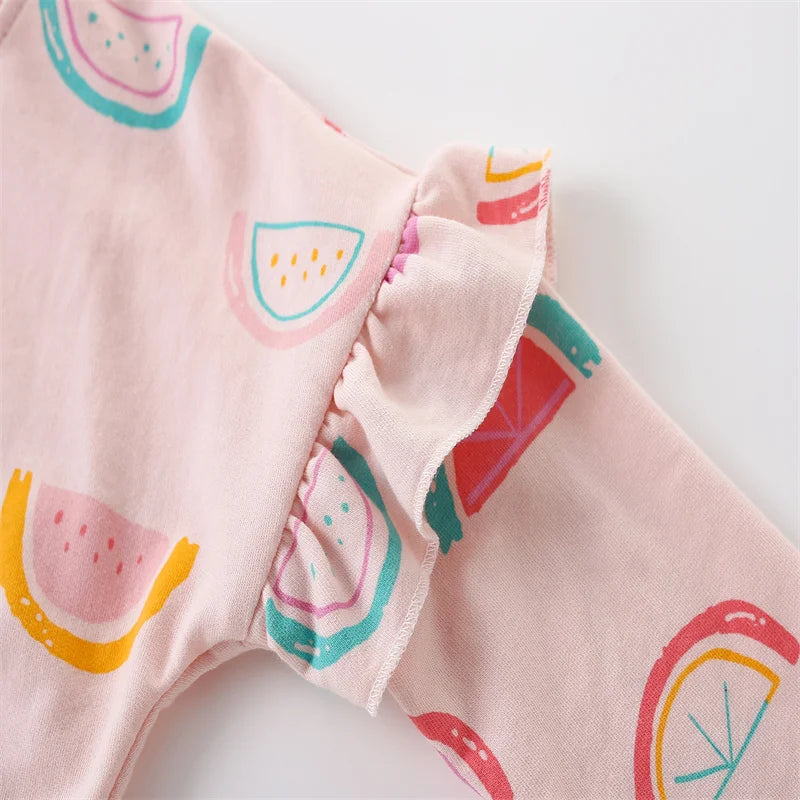 Full-Sleeve Watermelon Print Girls' Autumn Sweatshirts