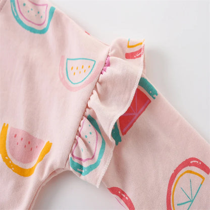 Full-Sleeve Watermelon Print Girls&