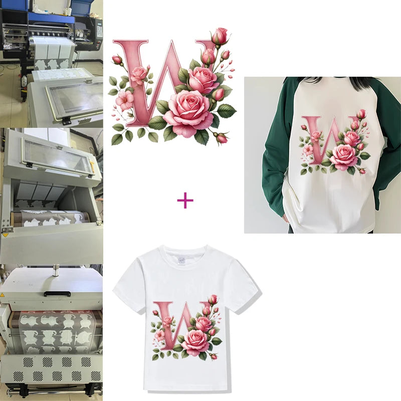 Flower Letter Ironing Transfers Decals For Clothing Diy Appliques