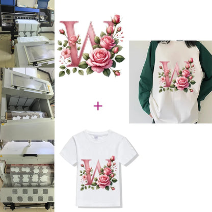Flower Letter Ironing Transfers Decals For Clothing Diy Appliques